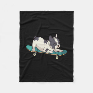 Couverture Polaire Chien Bouledogue Français en Skateboard