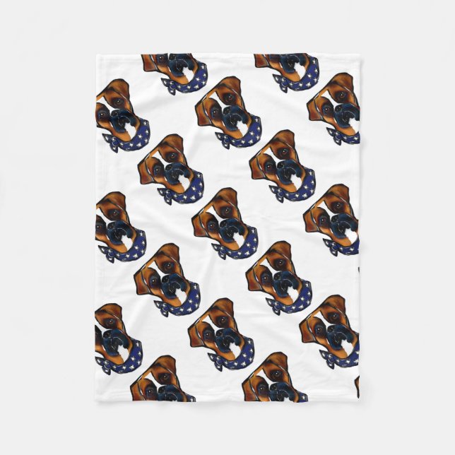 Couverture Polaire Chien Boxer 4 juillet (Devant)
