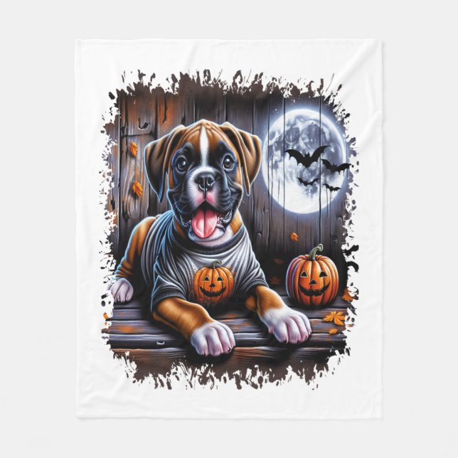 Couverture Polaire Chien Boxer Halloween (Devant)