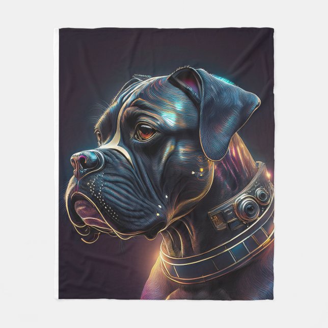Couverture Polaire Chien Boxer Steampunk (Devant)