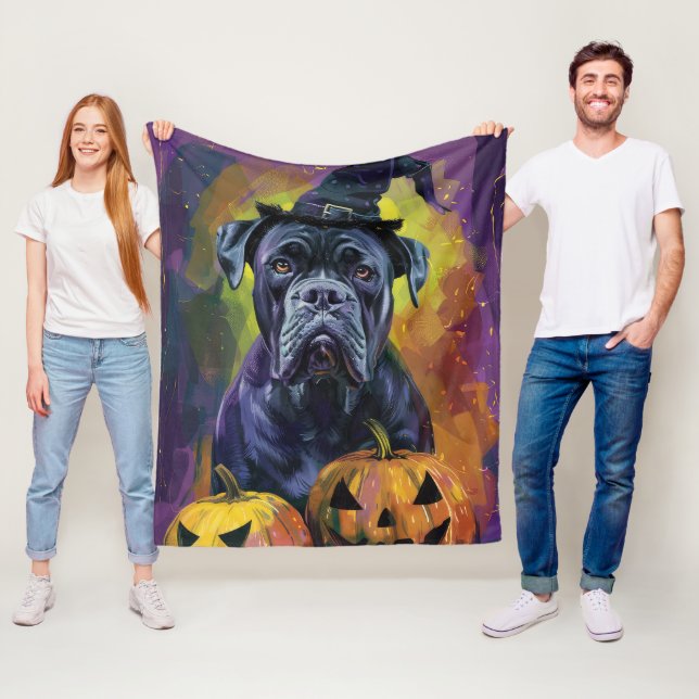 Couverture Polaire Chien Bullmastiff Effrayant Halloween Sorcière Et  (En situation)