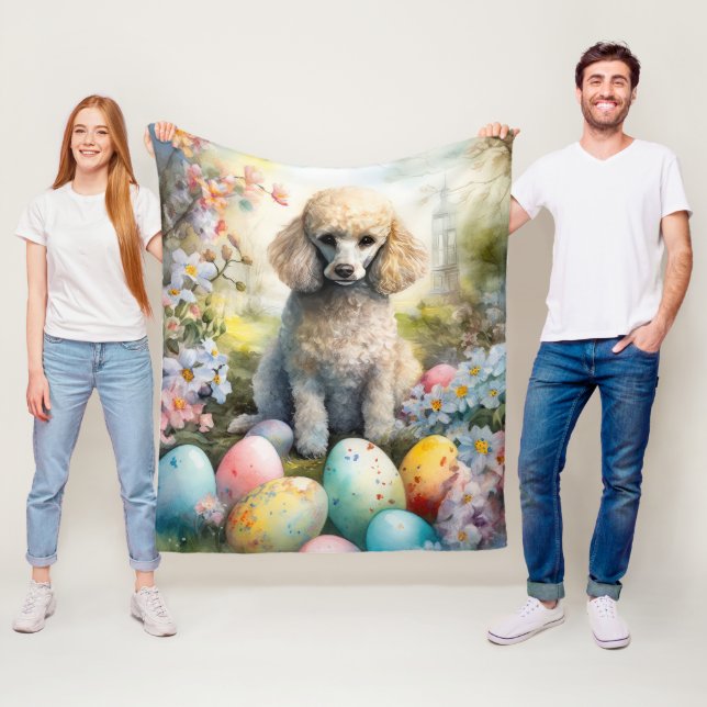 Couverture Polaire Chien Caniche avec Vacances de Œufs de Pâques (En situation)