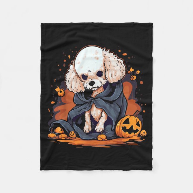 Couverture Polaire Chien Caniche Halloween (Devant)