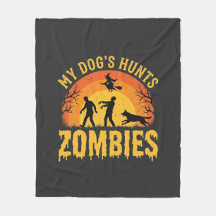 Couverture Polaire Chien Chasse Les Zombies Design Halloween