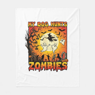 Couverture Polaire Chien Chasse Les Zombies Halloween Fantômes Sorciè
