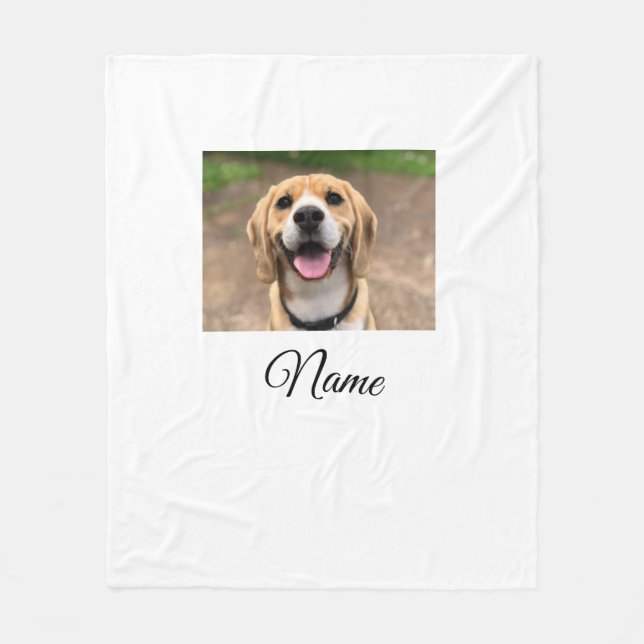 Couverture Polaire Chien chat photo ajouter le nom de l'animal de com (Devant)