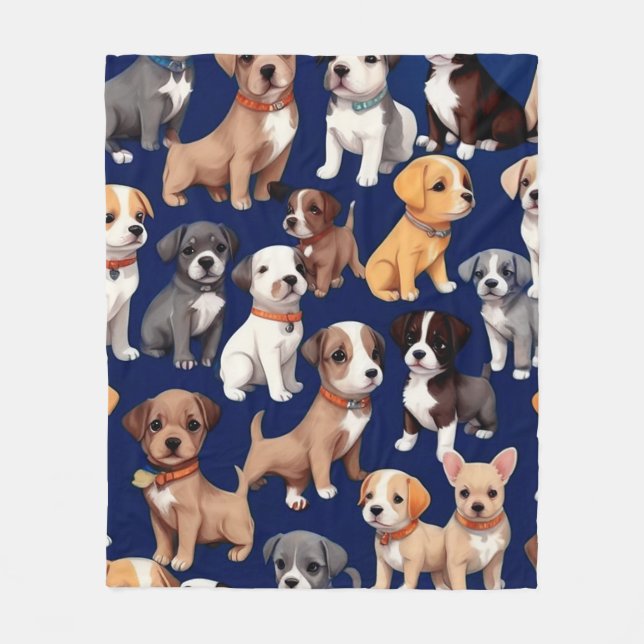 Couverture Polaire Chien Chien Chien bleu de la marine Design Motif (Devant)