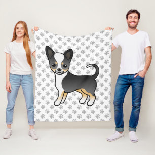 Couverture Polaire Chien Chihuahua à poil lisse tricolore noir & patt