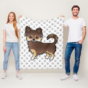 Couverture Polaire Chien Chihuahua à robe longue chocolat et fauve & 