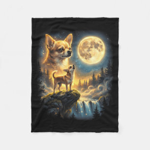 Couverture Polaire Chien Chihuahua nuit au clair de lune art chihuahu