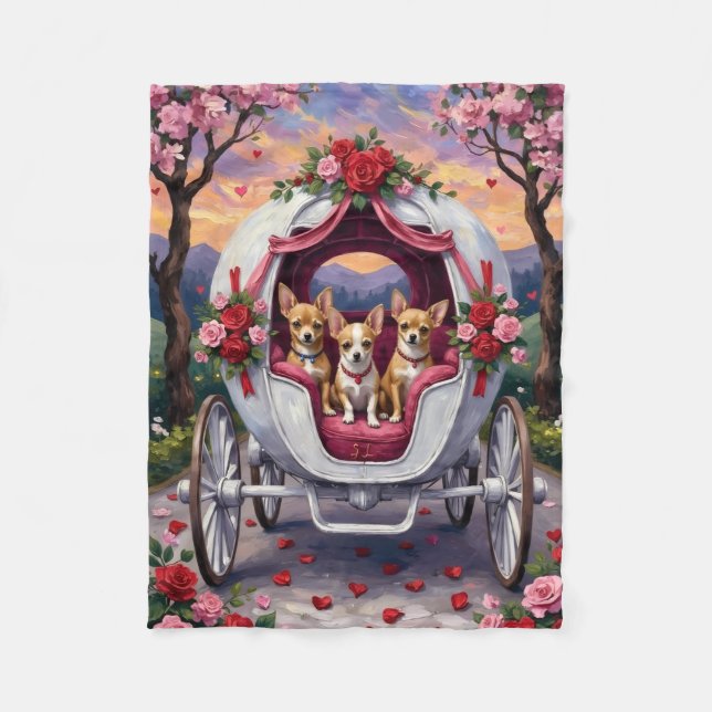Couverture Polaire Chien Chihuahua pour la Saint-Valentin (Devant)