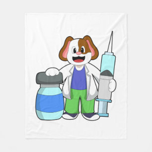 Couverture Polaire Chien comme docteur avec seringue