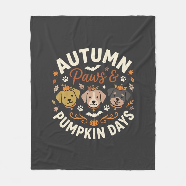 Couverture Polaire Chien d'automne Pattes de citrouille (Devant)