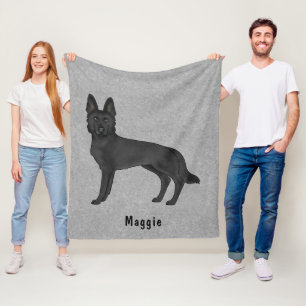 Couverture Polaire Chien de berger allemand noir dessin animé avec te