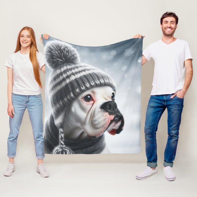 Couverture Polaire Chien de boxe en hiver (En situation)
