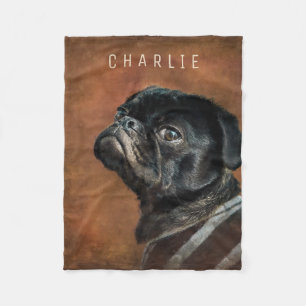 Couverture Polaire Chien de Carlin noir personnalisé