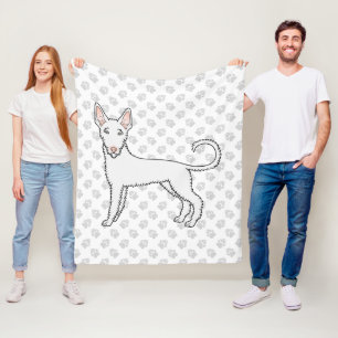 Couverture Polaire Chien de chasse ibicenco à poil dur blanc dessin a