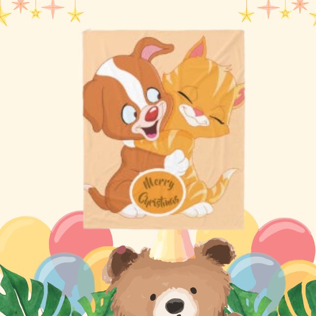 Couverture Polaire Chien de chien animal mignon Chiot Embrasser (Créateur téléchargé)