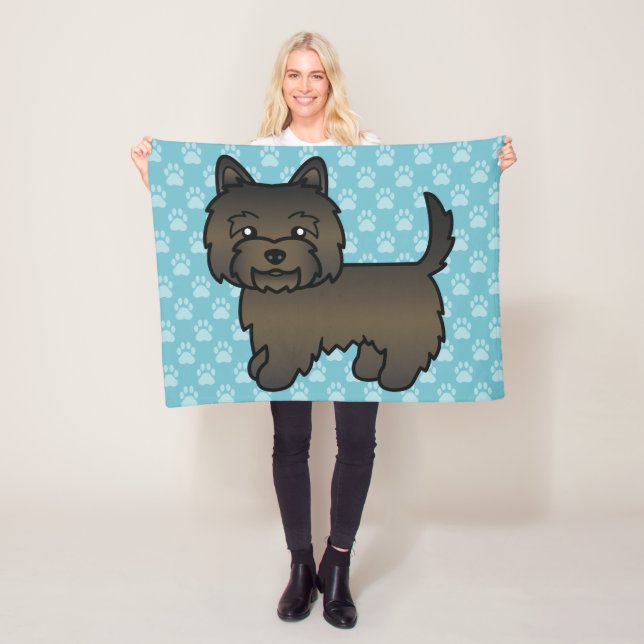 Couverture Polaire Chien de dessin animé Cairn Terrier Bringé foncé (En situation)