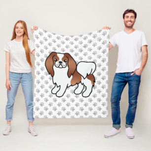 Couverture Polaire Chien de dessin animé japonais Chin rouge et blanc