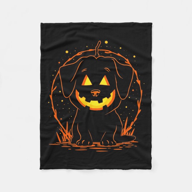 Couverture Polaire Chien de Halloween Citrouille Manches Longues (Devant)