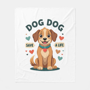 Couverture Polaire Chien de sauvetage mignon vintage sauve une vie Ca