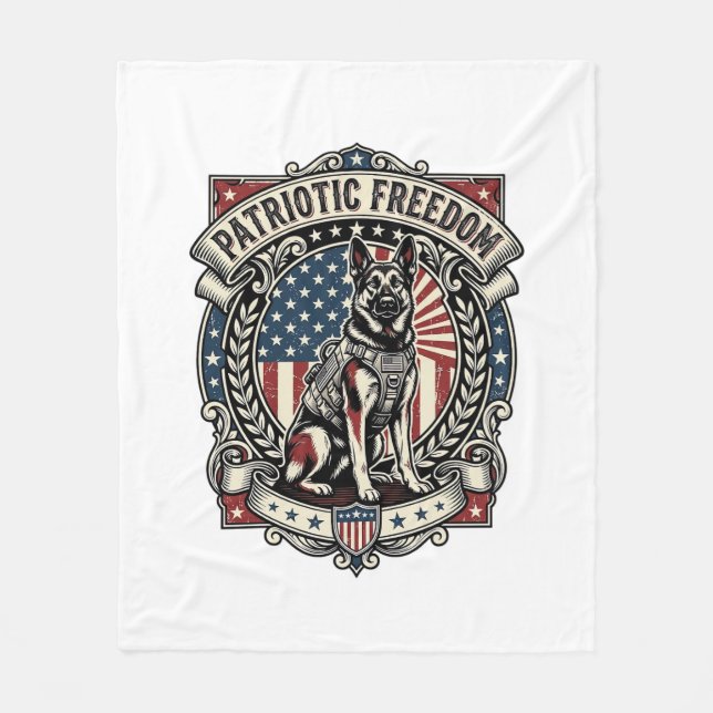 Couverture Polaire Chien de secours patriotique (Devant)