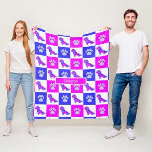 Couverture Polaire Chien de Shihpod & Paw Hot Pink et bleu polaire Bl