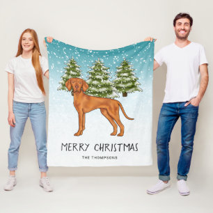 Couverture Polaire Chien de Vizsla hongrois forêt enneigée d'hiver et