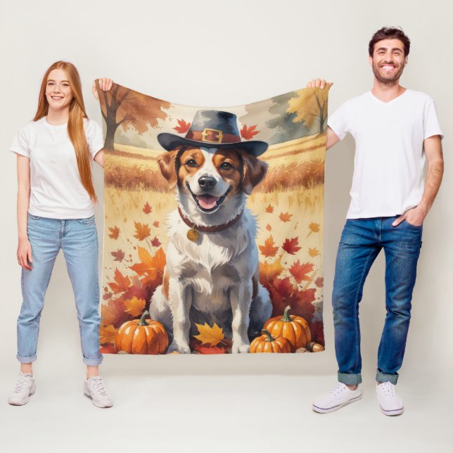 Couverture Polaire Chien D'Eau Portugais En Automne Quitte Thanksgivi (En situation)