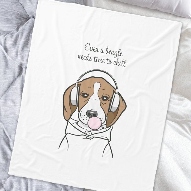Couverture Polaire Chien décontracté avec Bubble Gum Beagle drôle (Créateur téléchargé)