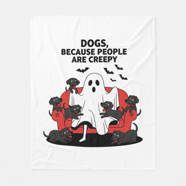 Couverture Polaire Chien d'Halloween effrayant Fantôme effrayant 23 (Devant)
