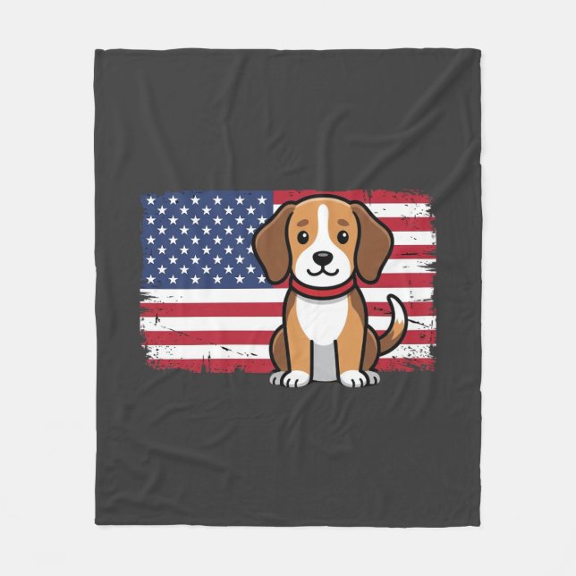 Couverture Polaire Chien Drapeau Américain Vectoriel Patriotique (Devant)