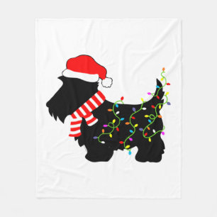 Couverture Polaire Chien écossais de Noël avec lumières
