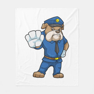 Couverture Polaire Chien en policier avec uniforme