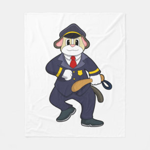 Couverture Polaire Chien en policier avec uniforme de police