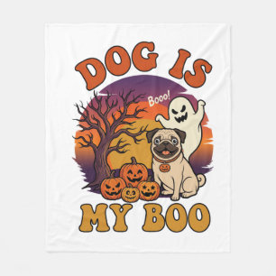 Couverture Polaire Chien est Boo Halloween Pug Fantôme Citrouilles_1