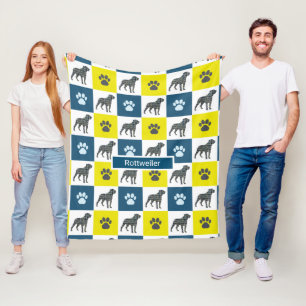Couverture Polaire Chien et silhouette de grille jaune Empreinte de p