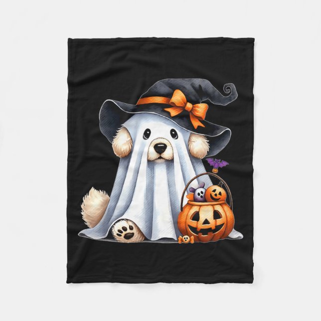 Couverture Polaire Chien fantôme d'Halloween (Devant)