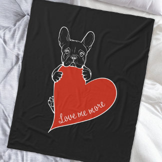 Couverture Polaire Chien français mignon avec un coeur rouge