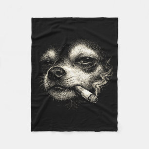 Couverture Polaire Chien fumant une cigarette mème de visage de chihu