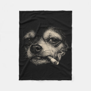 Couverture Polaire Chien fumant une cigarette mème drôle de chihuahua