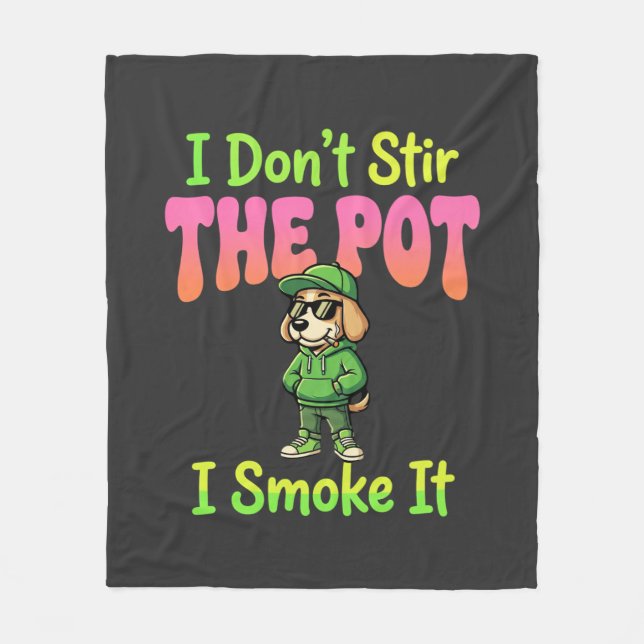 Couverture Polaire Chien Fumeur de Joint Drôle Stoner (Devant)