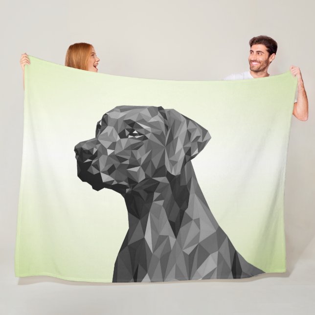 Couverture Polaire Chien géométrique gris vert (En situation)