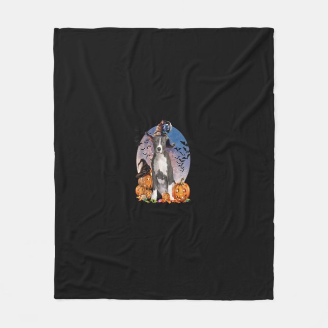 Couverture Polaire Chien Halloween Pitbull Jack-o'-lantern Citrouille (Devant)