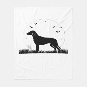 Couverture Polaire Chien Harrier � Silhouette de la Lune d'Halloween