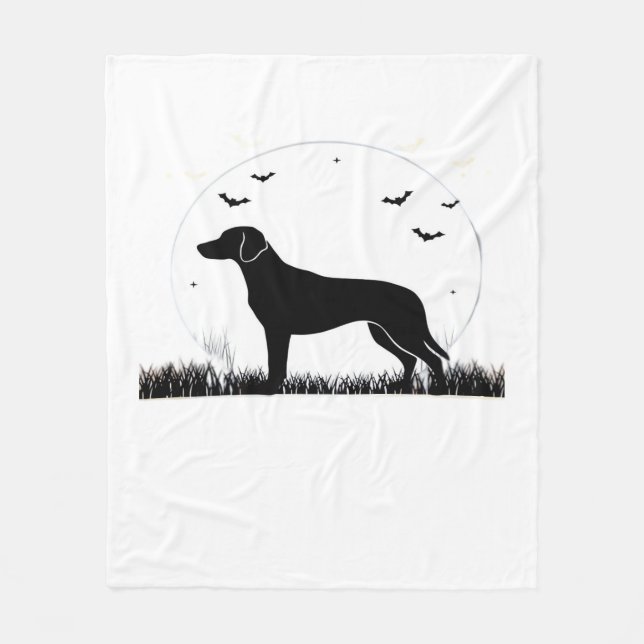 Couverture Polaire Chien Harrier � Silhouette de la Lune d'Halloween  (Devant)