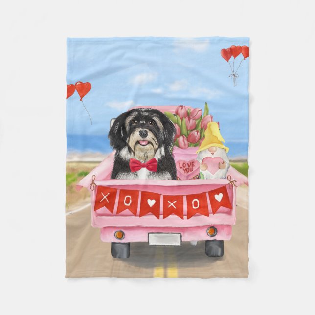 Couverture Polaire Chien Havanais Saint Valentin Camion (Devant)