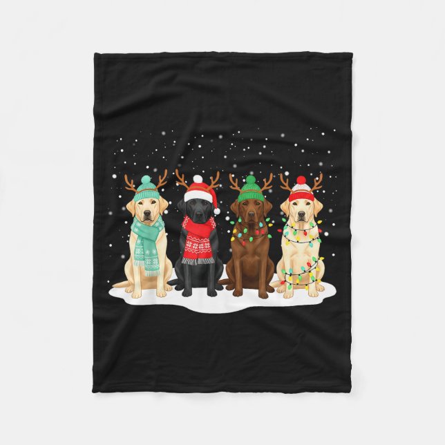 Couverture Polaire Chien Labrador noir de Noël Équipe de Crew de fami (Devant)