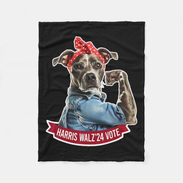 Couverture Polaire Chien Lady Kamala Harris Tim Walz Élection (Devant)